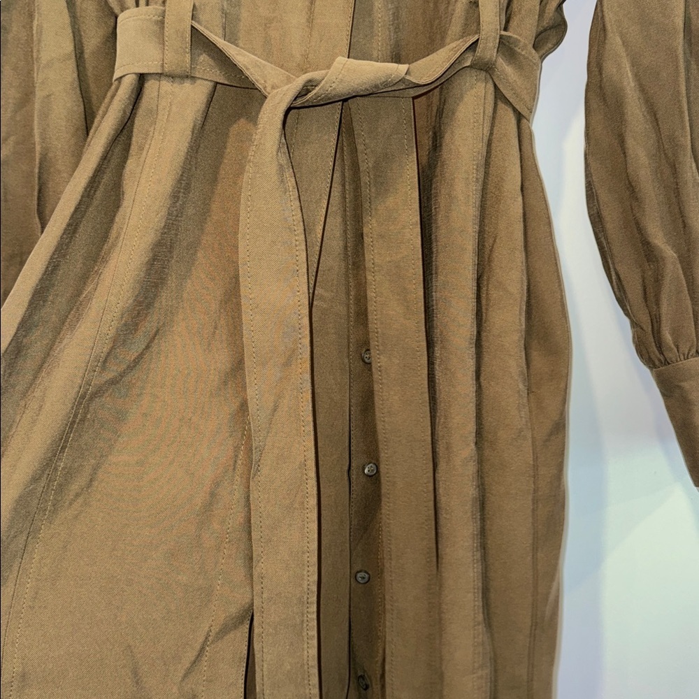 NORDSTROM Classic Olive Long Sleeve Belted Dress Size XL - Picture 3 of 10